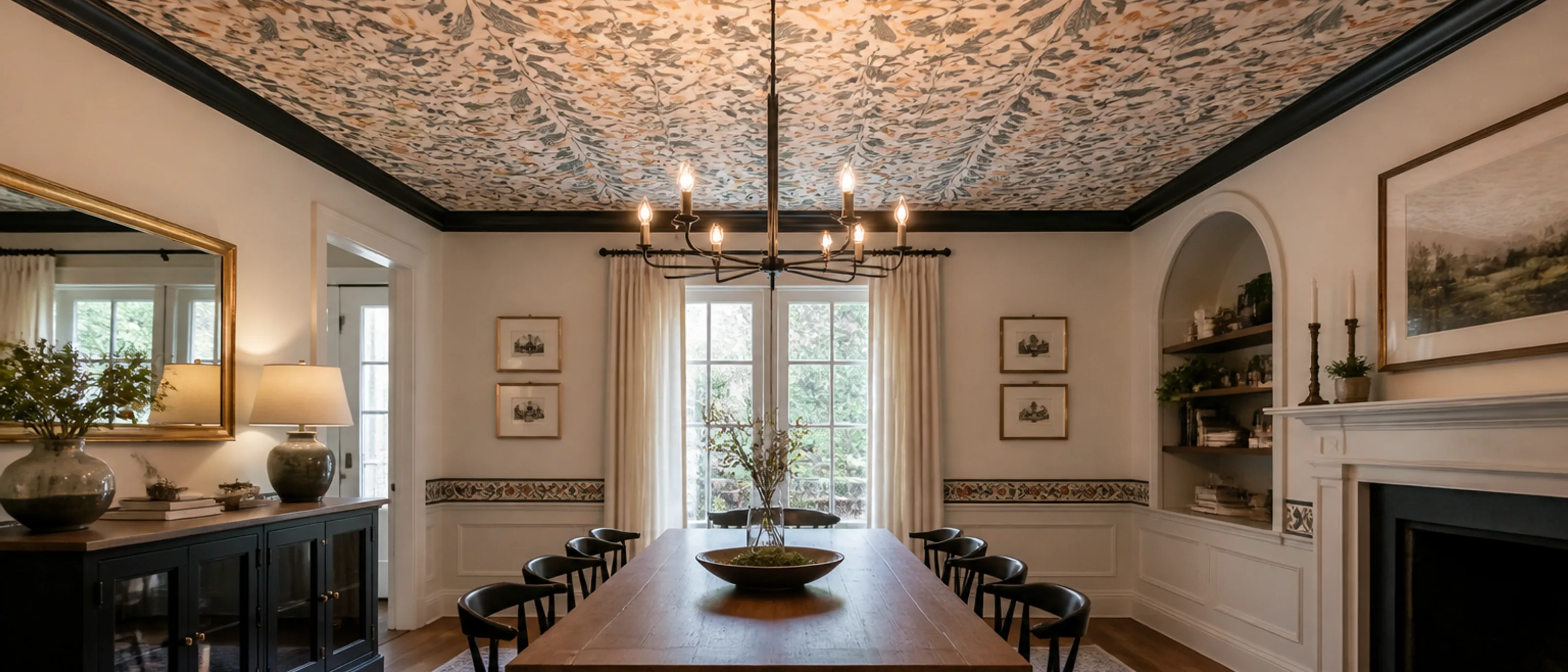 Ceiling wallpaper installation by RCP Wallpaper