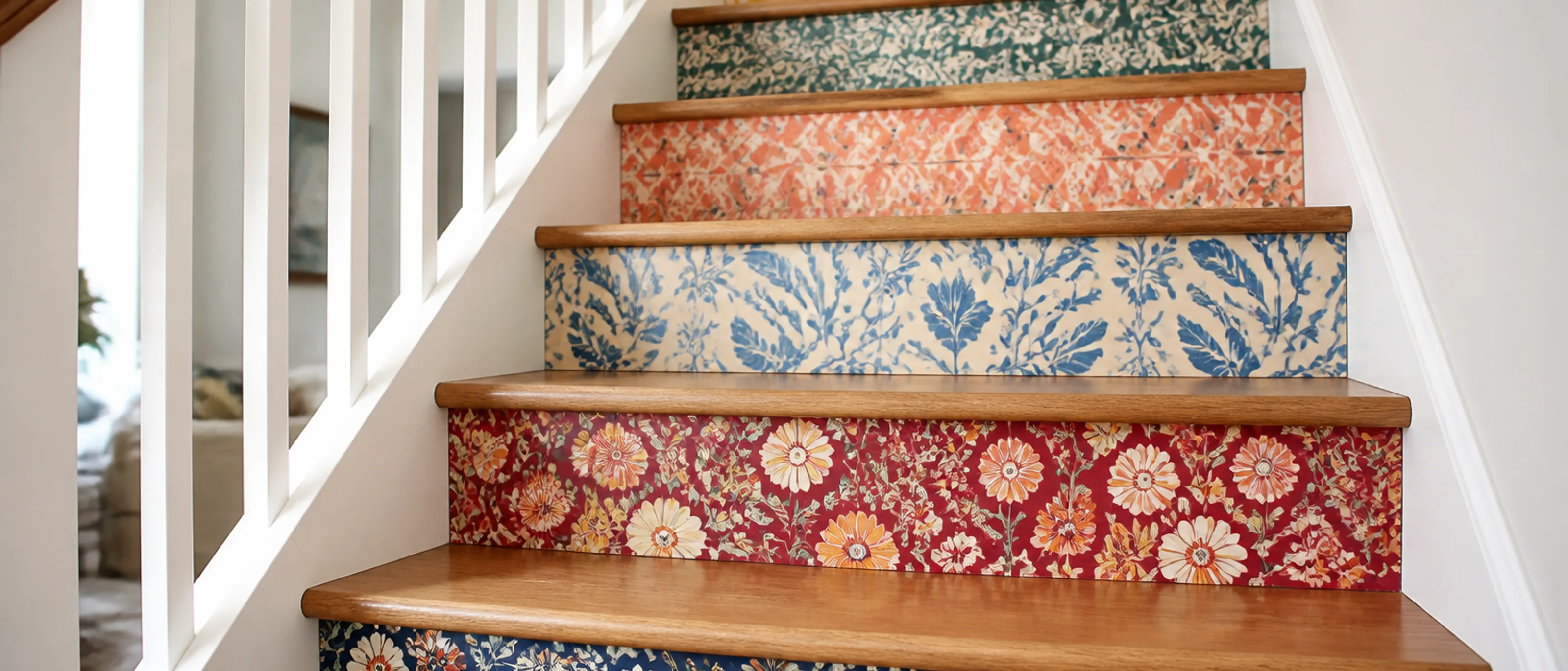 Stair steps wallpaper installation by RCP Wallpaper